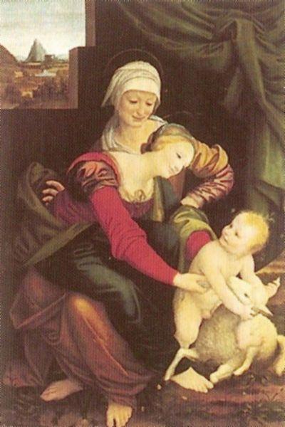 Bernardino Lanino The Virgin and Child with St. Anne Norge oil painting art